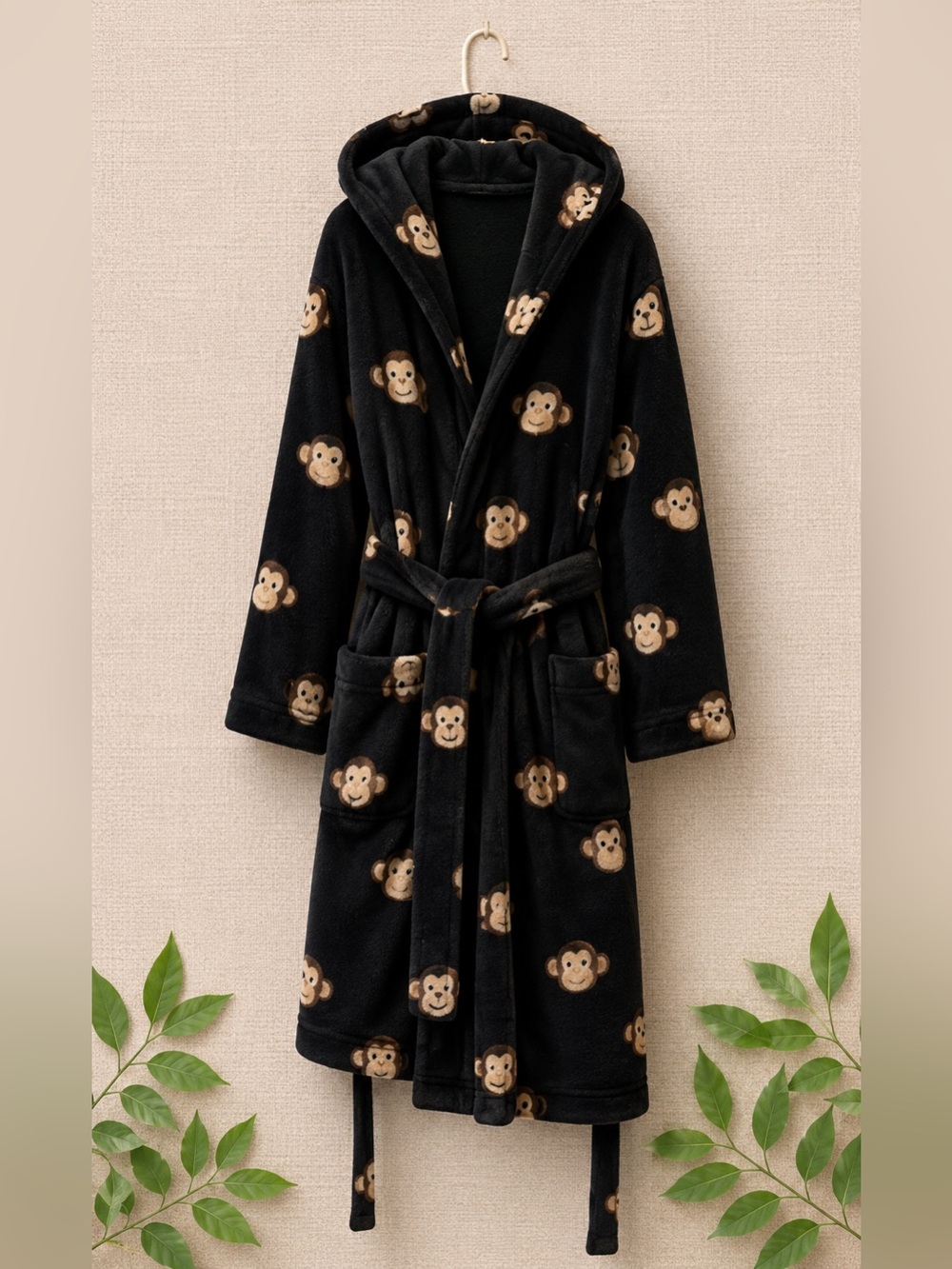La SENZA “Critter Comfort” Black Fleece Robe – S/M